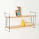 WHB wall shelf with ash wood shelves and black metal frame