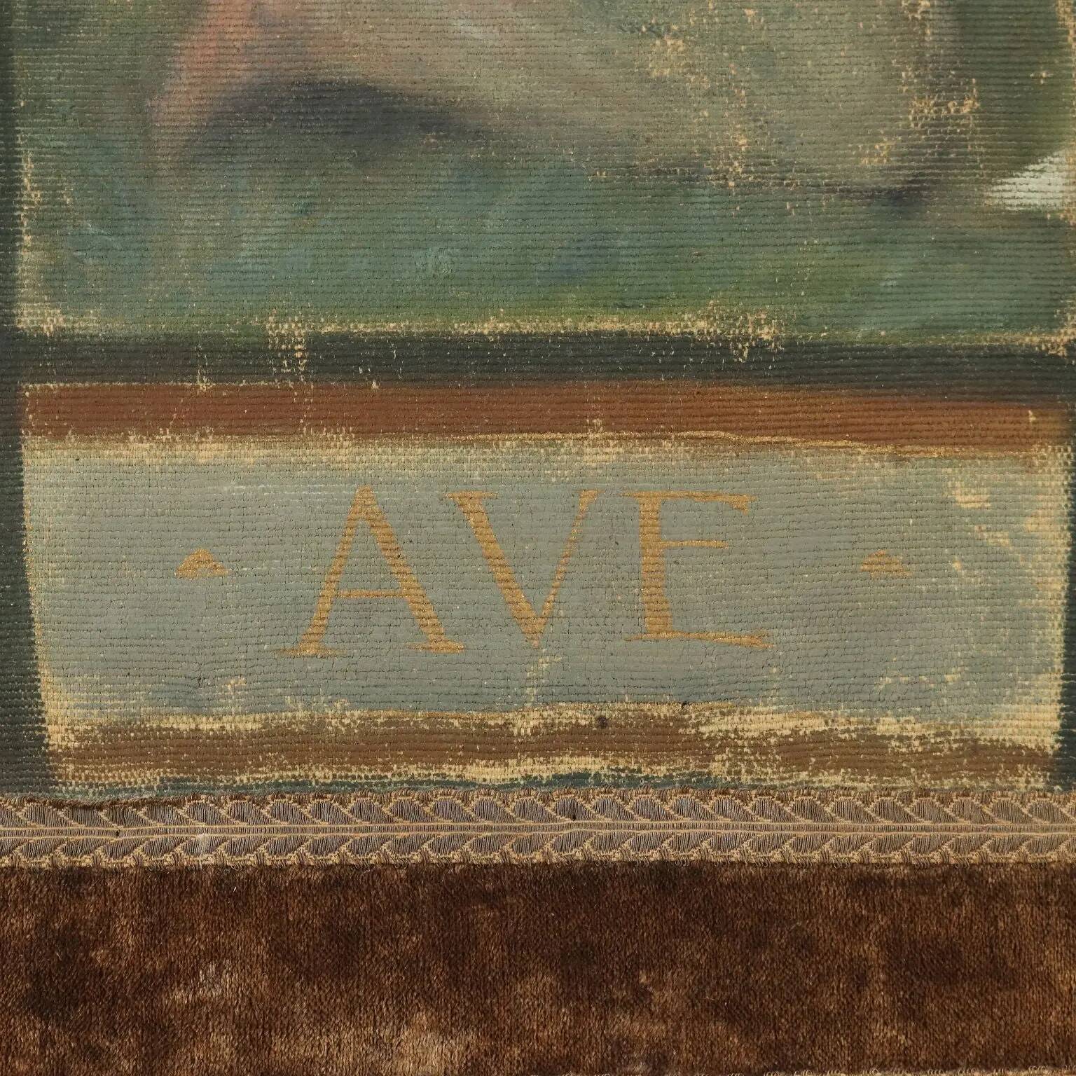 Old painting on canvas with a religious theme from the 19th-20th century.