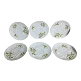 Service de six assiettes à huîtres en porcelaine de Limoges