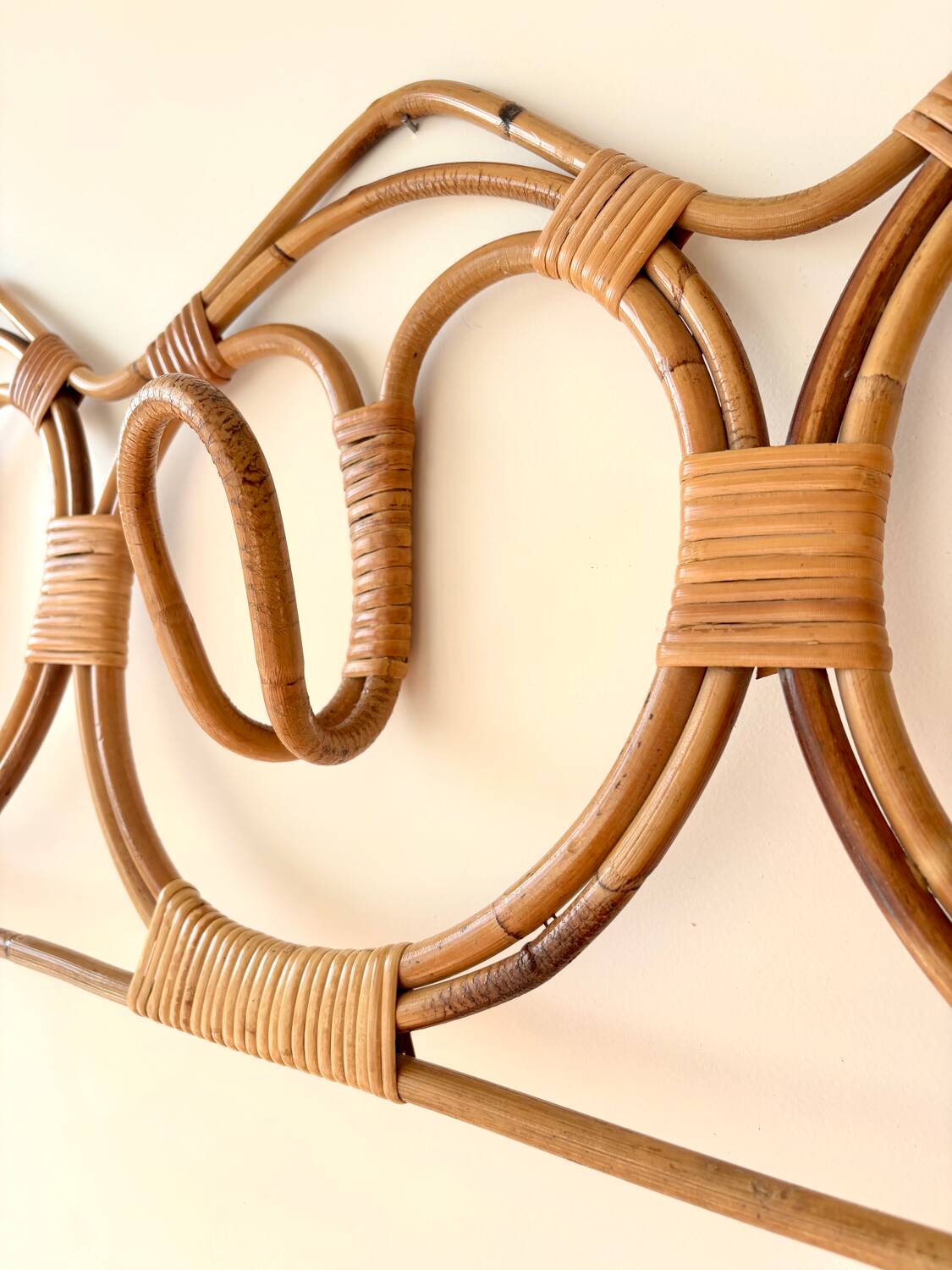 Wall-mounted rattan coat rack by Franco Albini, 1960