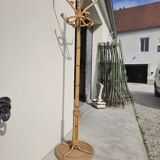 Vintage rattan bamboo parrot coat rack