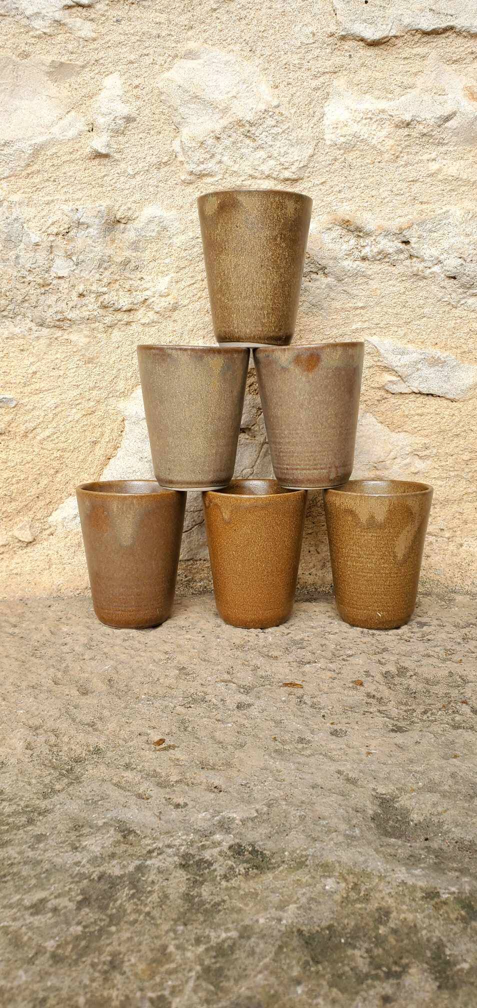 Set of 6 Digoin stoneware cups