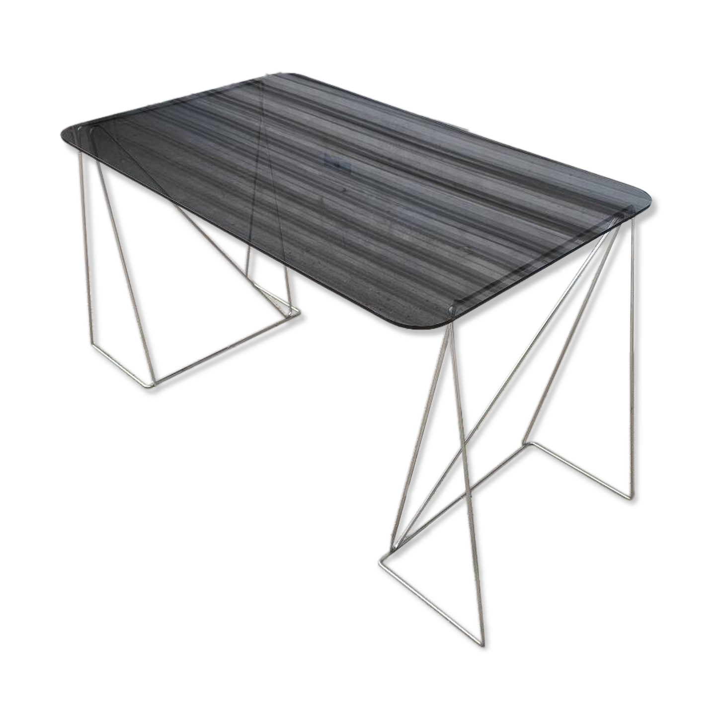 Smoked glass and chrome desk 1970