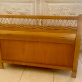 Wooden and rattan toy chest bench