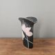 Vintage Yamaji vase in black porcelain with pastel flowers - Japan 1980s