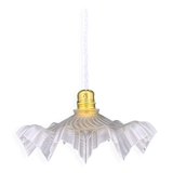 Vintage opalescent molded glass pendant light – draped & serrated shape