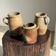 Large matte stoneware oval pot with beige handle H21 D12