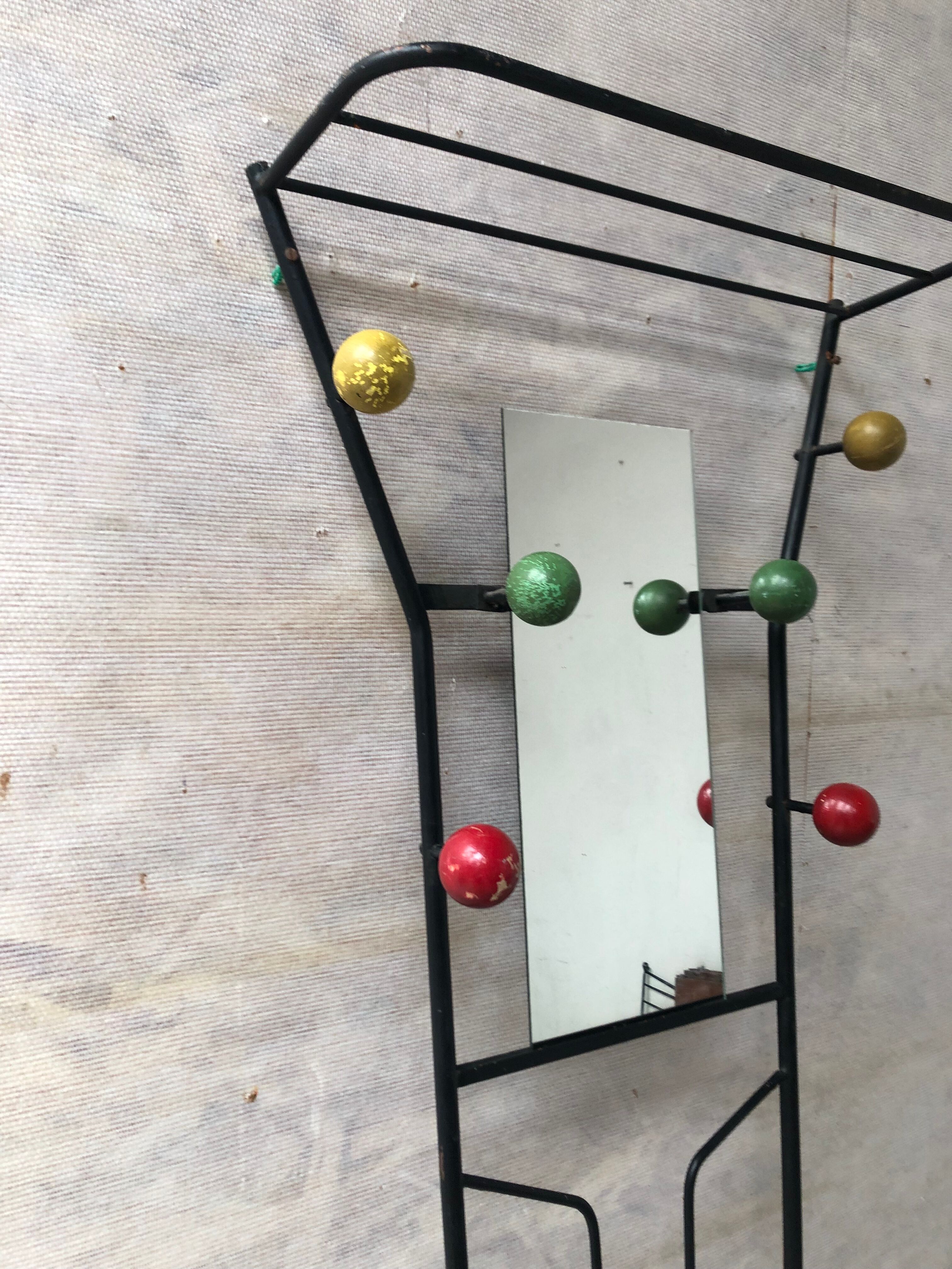 Wall rack on vintage stand 50s