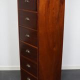 Dutch Industrial Mahogany Apothecary Cabinet, Mid-20th Century
