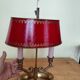 bronze and brass 2-bulb bouillotte lamp, red desk lamp