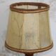 Small French Round Turned Wood Table Lamp With Hand Made Hide Skin Shade 4355