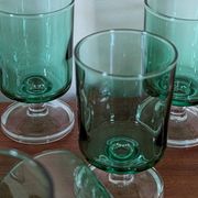 Set of 9 green glasses from the 70s.
