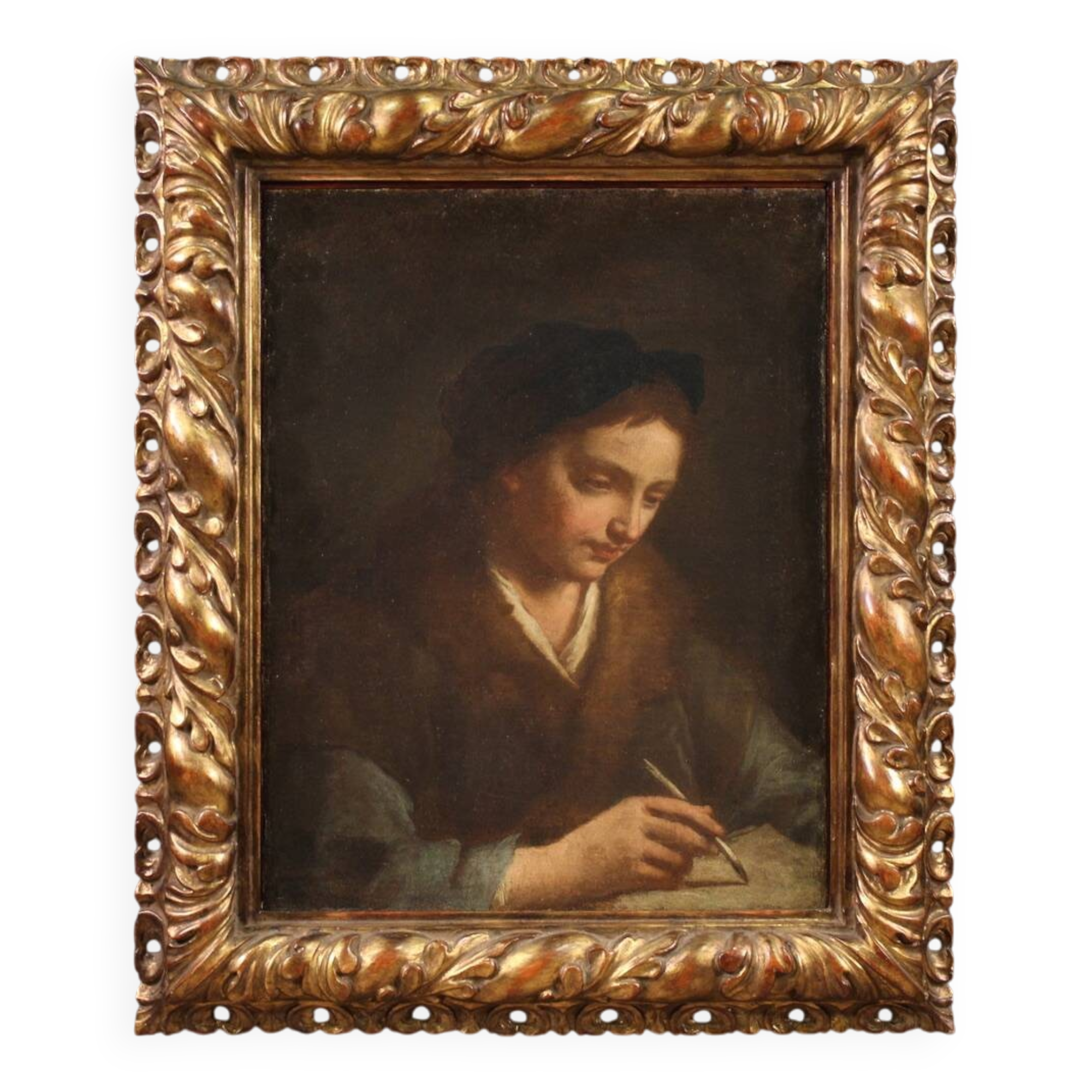 Antique Italian portrait painting from the 17th century