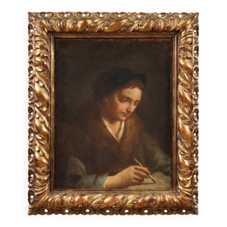 Antique Italian portrait painting from the 17th century