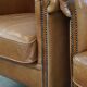 Set of 2 very comfortable light cognac-colored leather club armchairs in English style