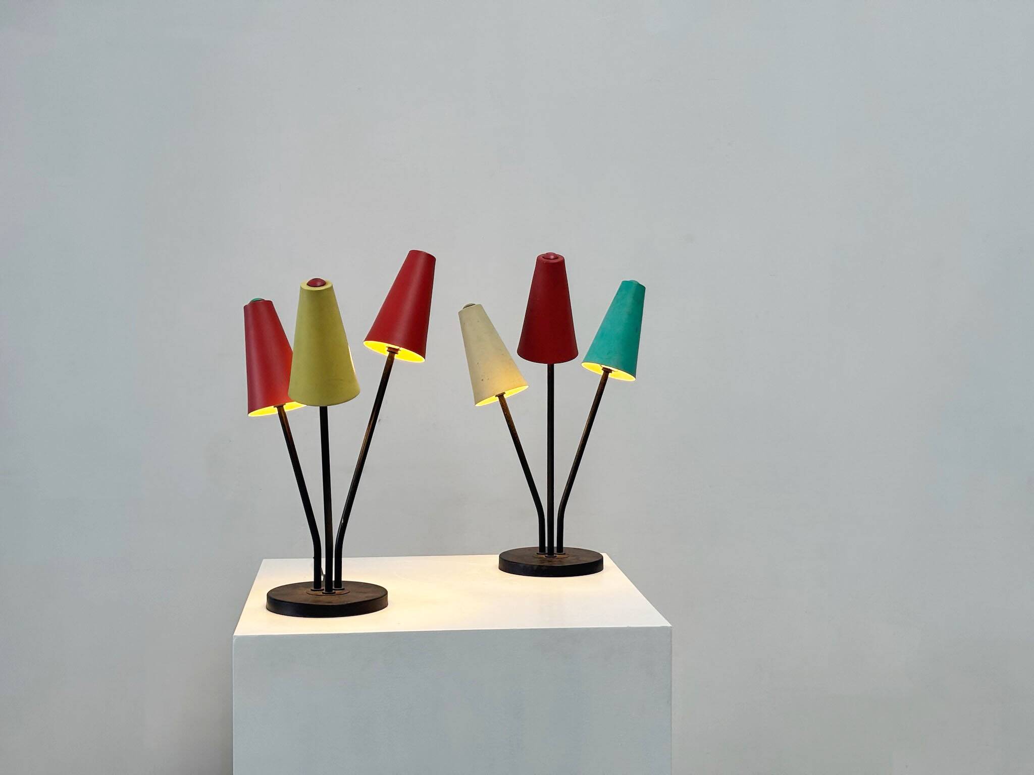 Set of two colorful table lamps