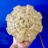 Beautiful table lamp, vintage Art Deco glass globe from Clichy in pink. Diameter