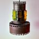 Brutalist suspension light 1960 industrial metal/glass