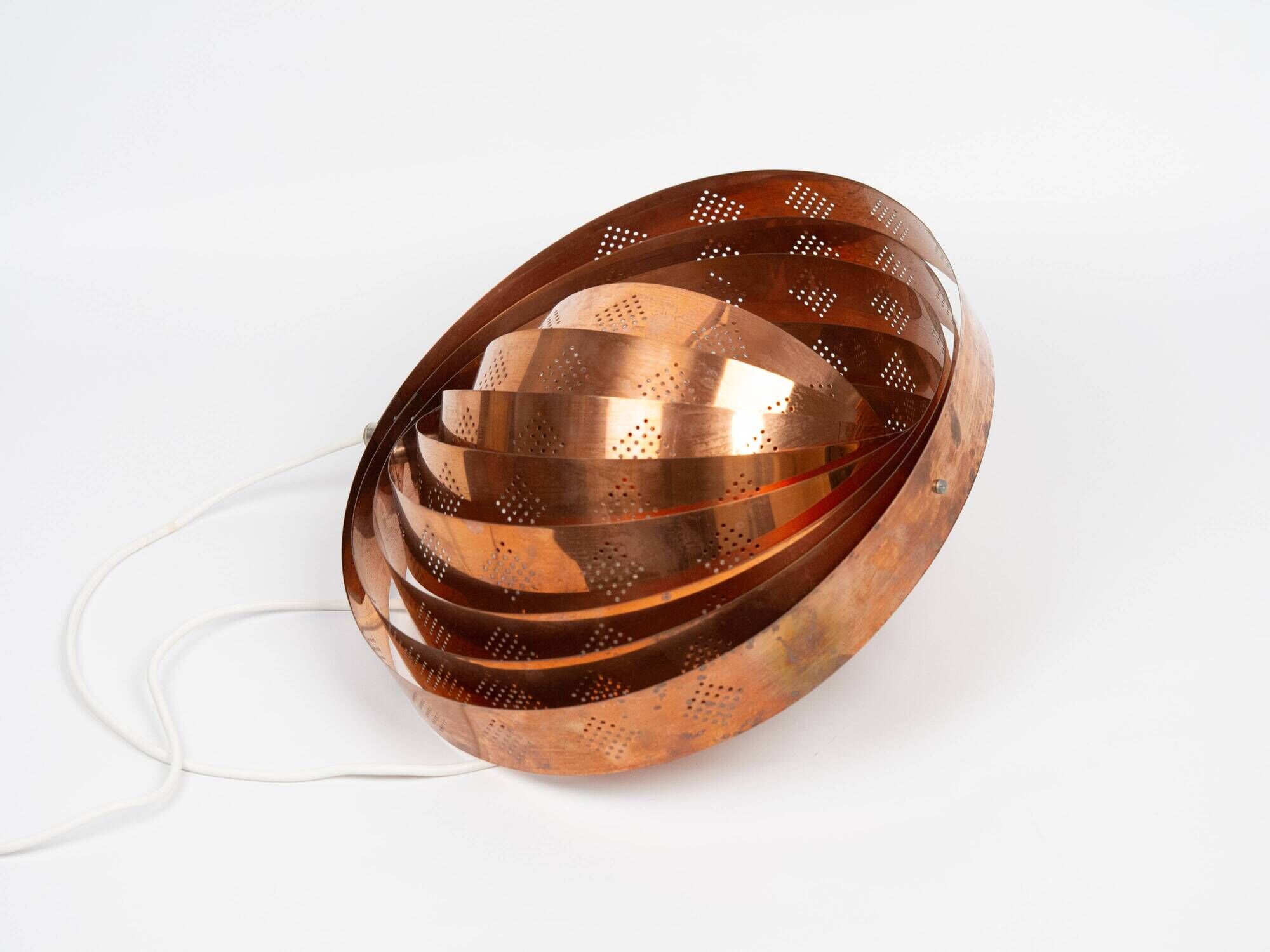 Vintage Moon Pendant Lamp by Werner Schou, Copper Scandinavian Design, Mid