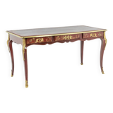 Louis XV style bureau plat with lake scene decoration. Circa 1850.