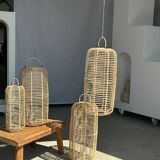 Small lantern-shaped rattan suspension H35 D15