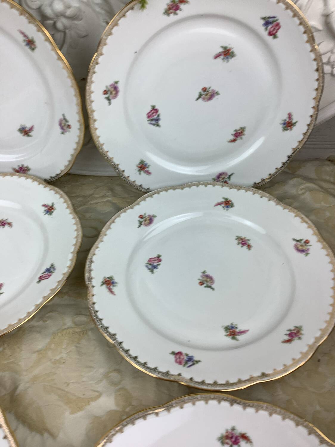 6 flat plates porcelain Limoges France