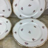 6 flat plates porcelain Limoges France
