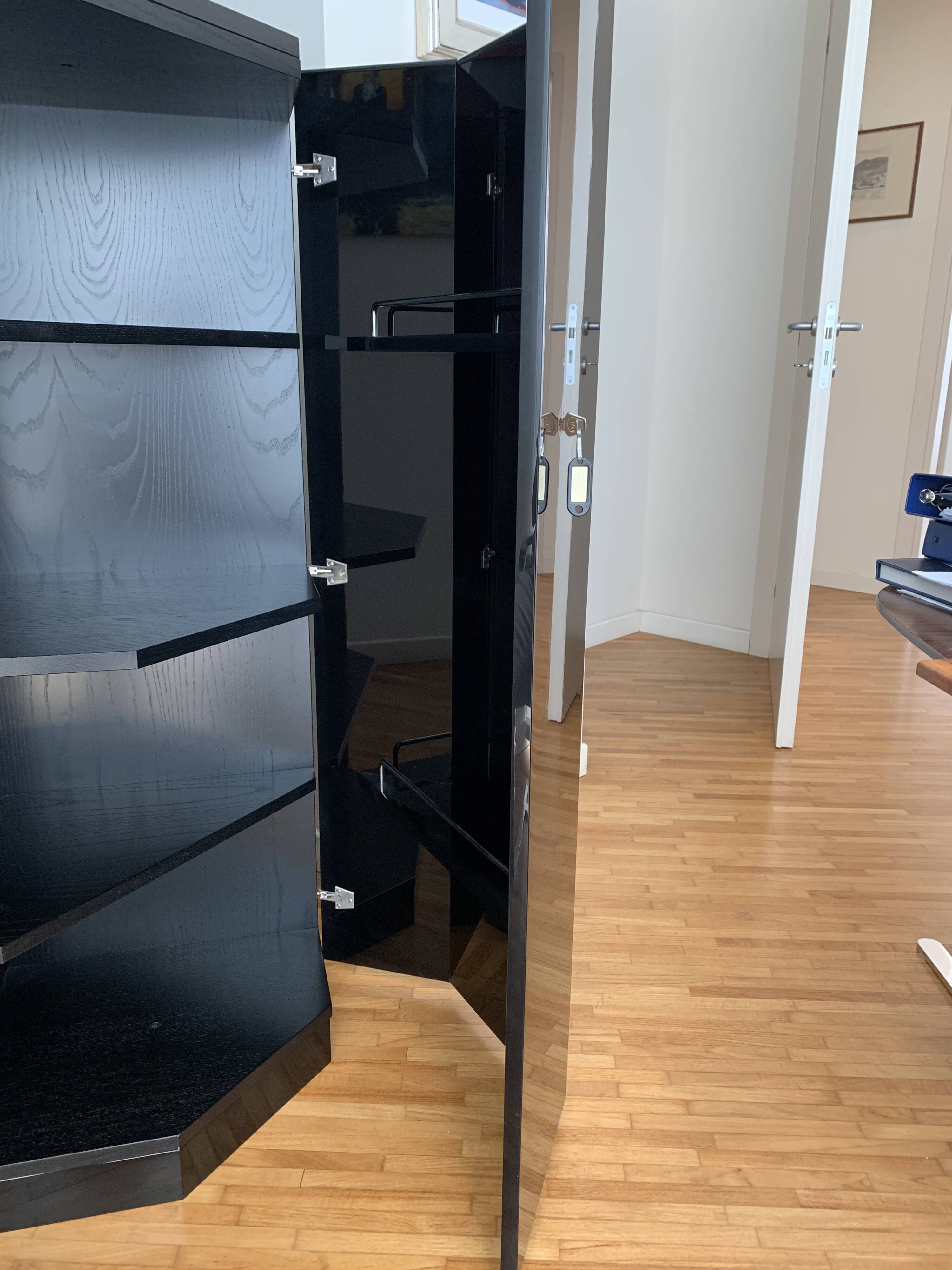 Black lacquered cabinet by Kazuhide Takahama for Cassina, 1980