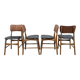 Set of 4 Danish chairs in teak and black faux leather, 1960s.