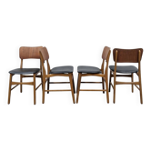 Lot de 4 chaises danoises en teck et skaï noir, années 60