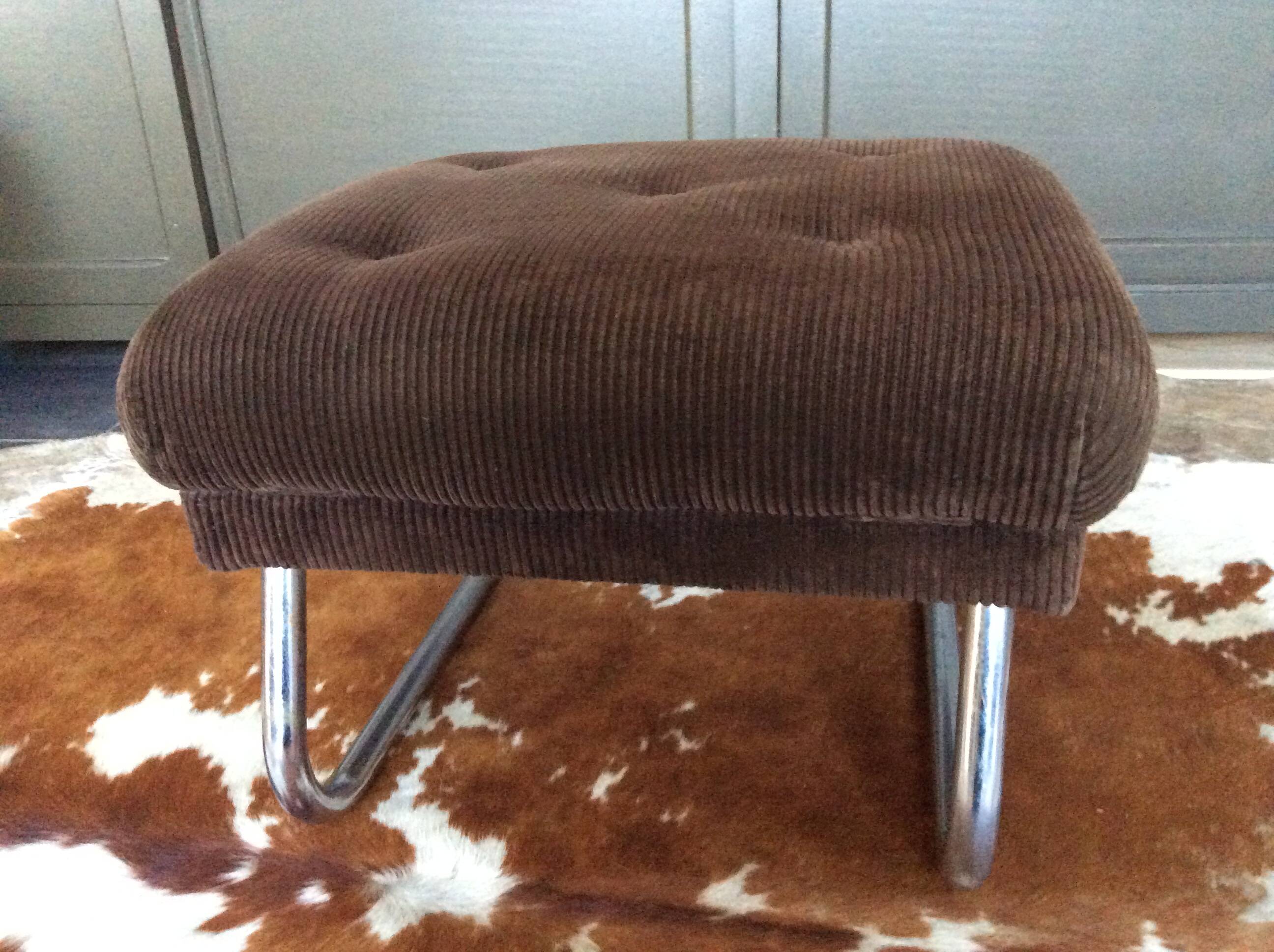 Velvet pouf adjustable footrest