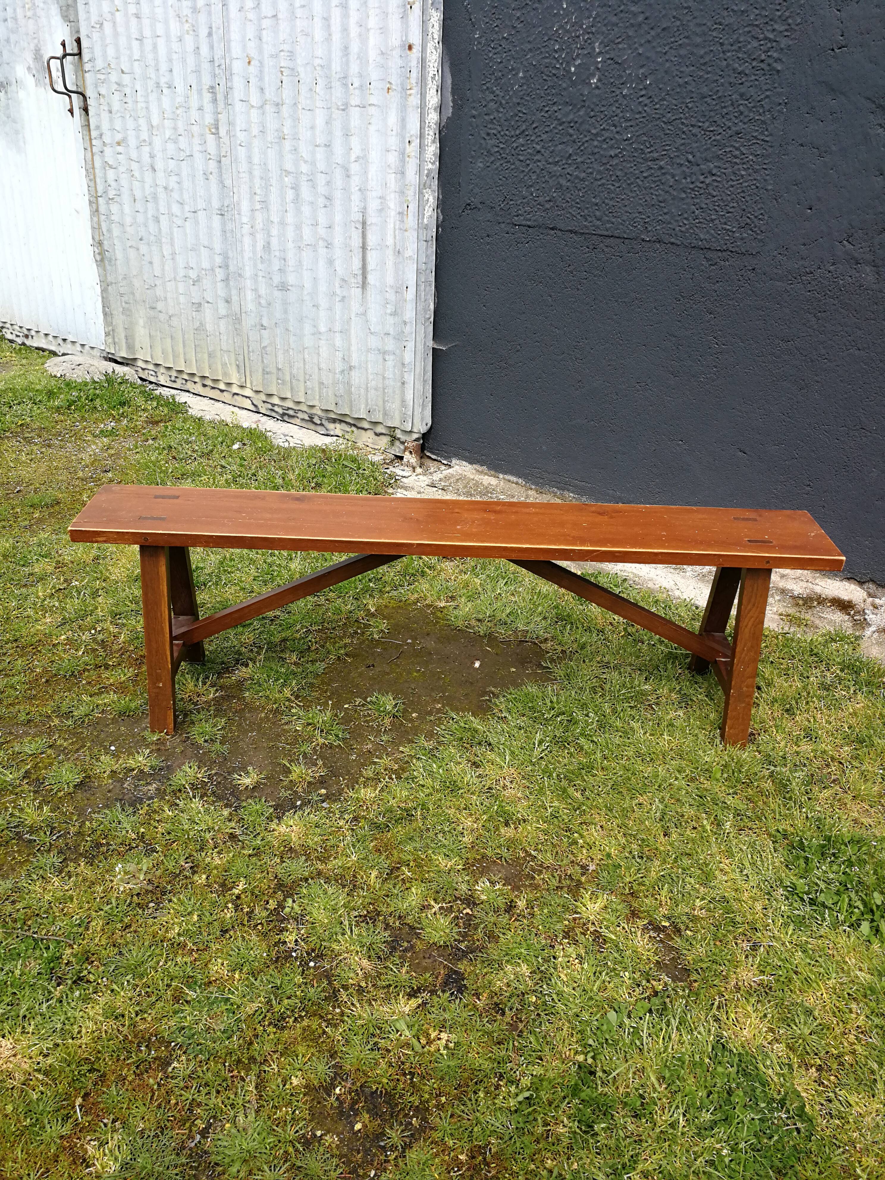 Rustic wooden bench 70's