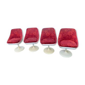 Set of 4 tulip chairs in fabric with flower pattern Erzeugnis lush edition