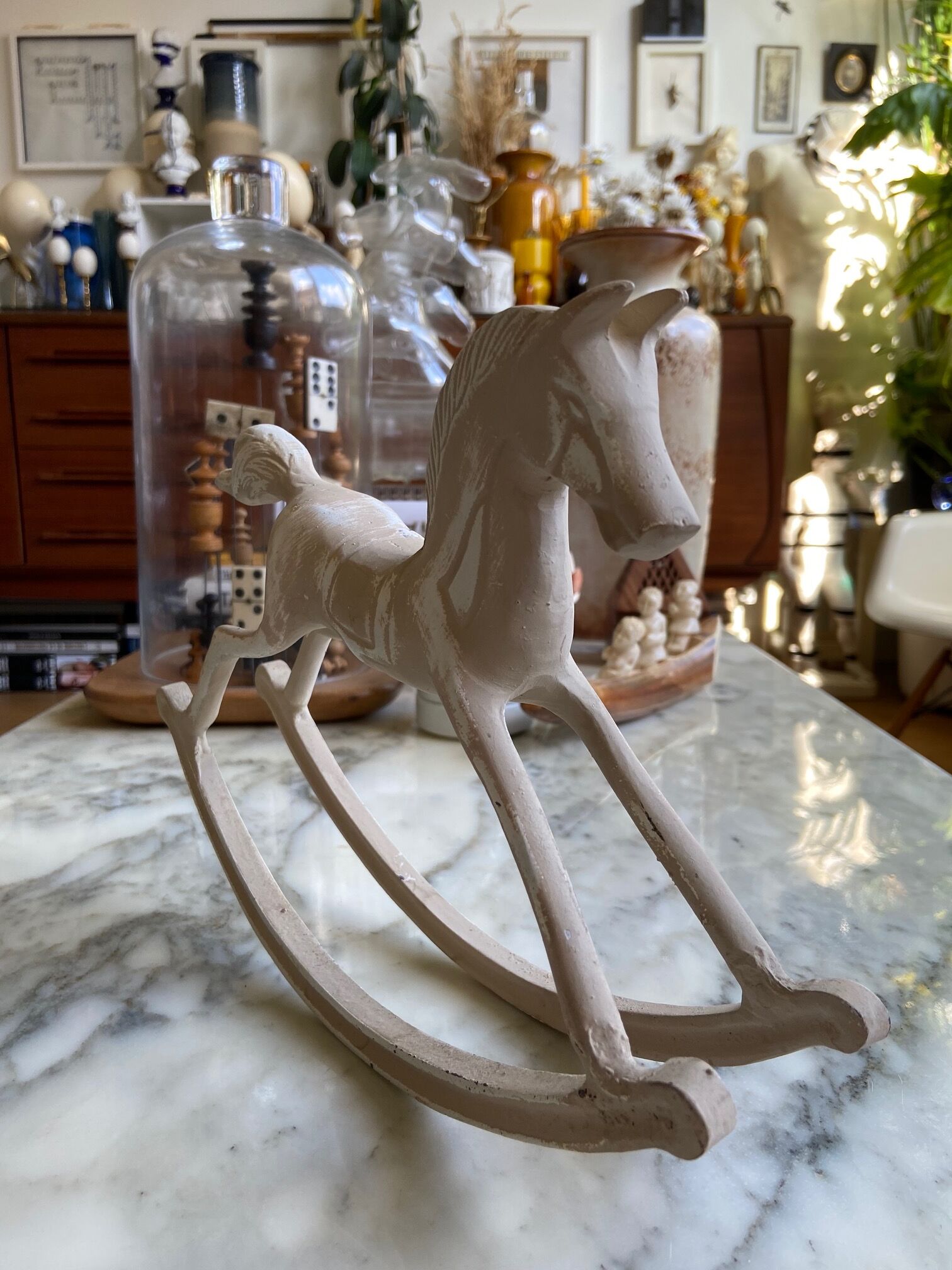 Plaster rocking horse