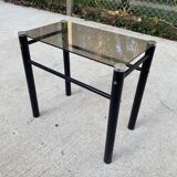 3 black industrial glass nesting coffee tables Yves Boutboul 1970