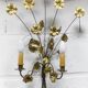 Pair of double flower bouquet sconces in brass 1960