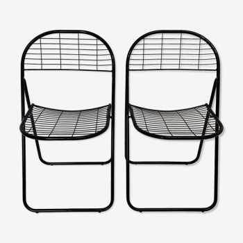 Set of 2 post modern wire chairs by Niels Gammelgaard for Ikea , 1980's