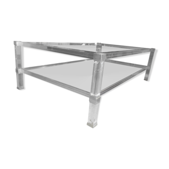 Glass tray coffee table and glass shelf