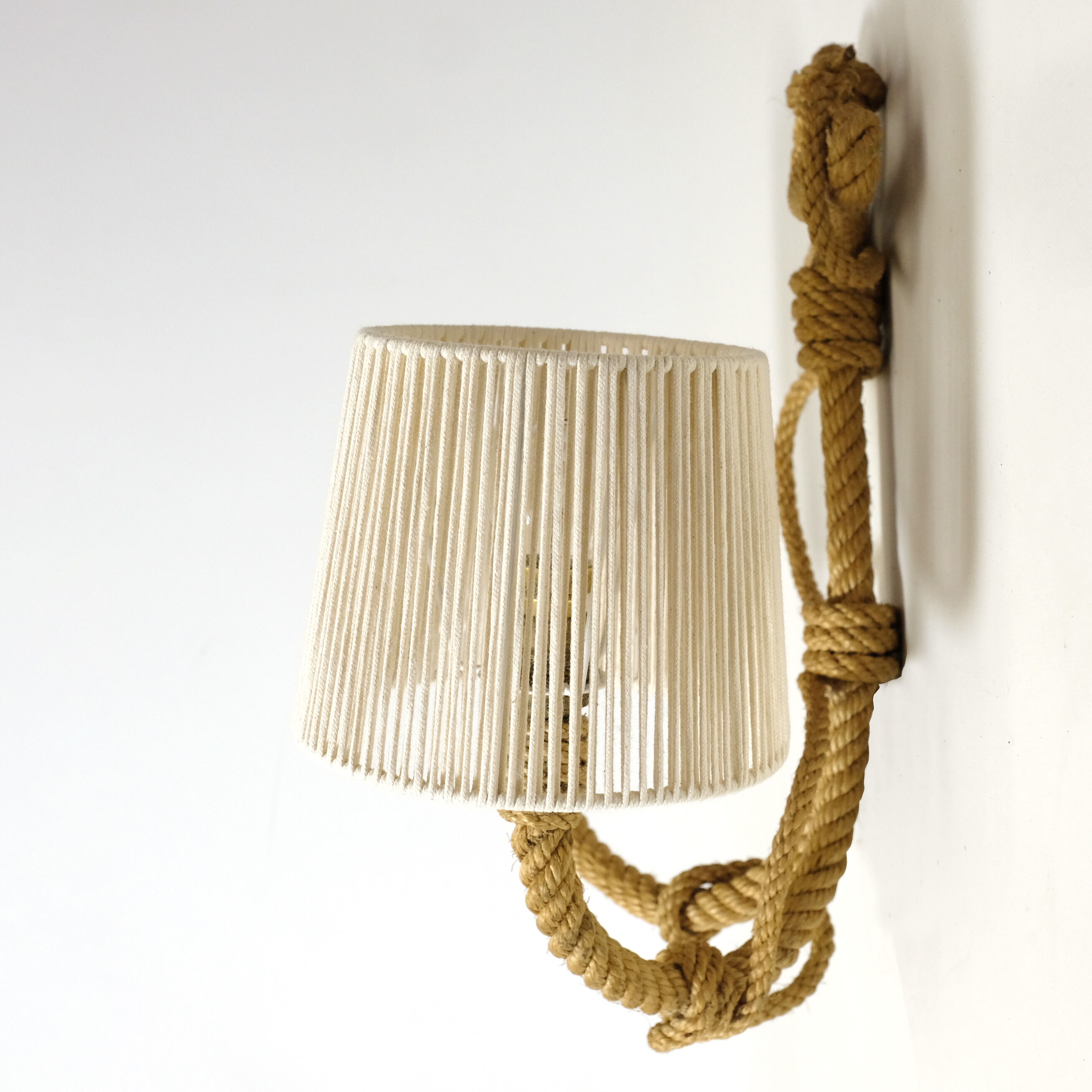 Wall lamp with two braided rope lights, 1950-1960.