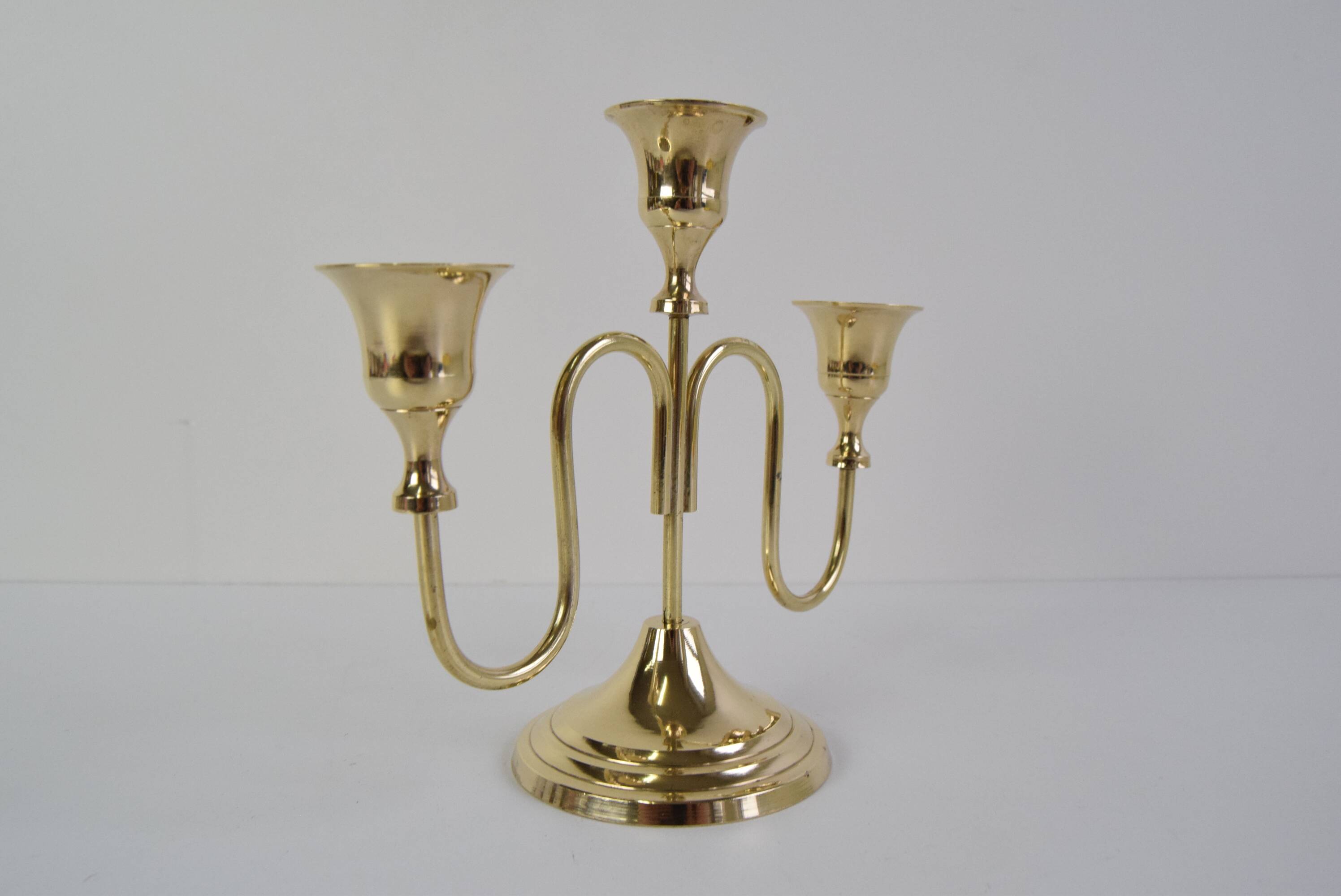 Vintage Brass Candlestick, Czechoslovakia, 1960's.