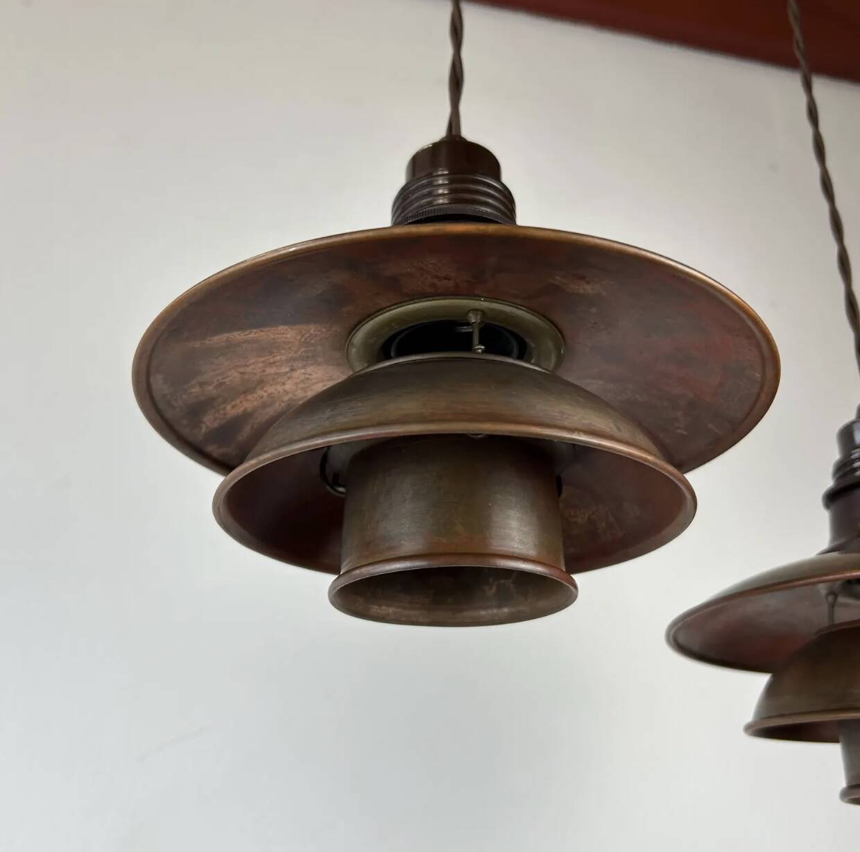 Pair of 1930s Poul Henningsen pendants in patinated Copper model 2/2