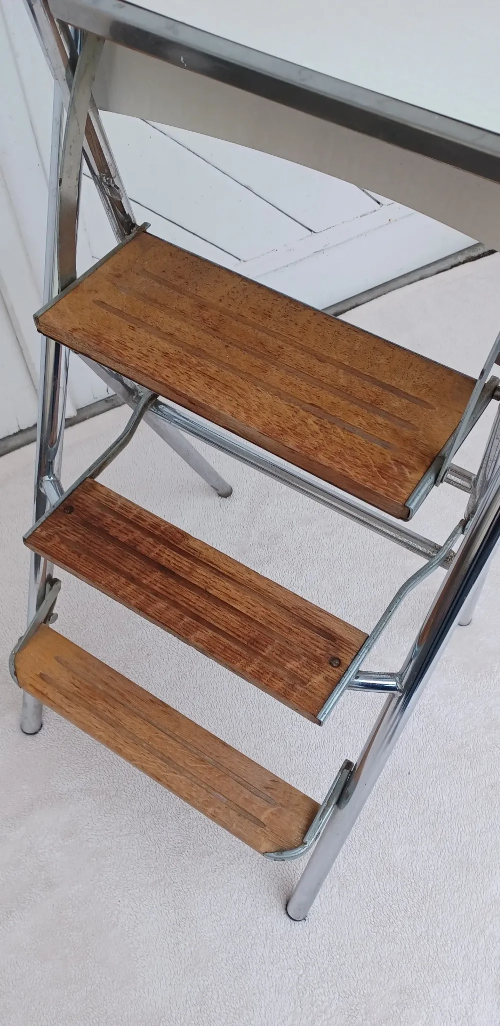 Wood and formica step stool chair