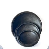 Set of "Kânâh" smoked terracotta dishes with ribbed interior | Ø 17-25-32-40 cm