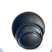 Set of "Kânâh" smoked terracotta dishes with ribbed interior | Ø 17-25-32-40 cm