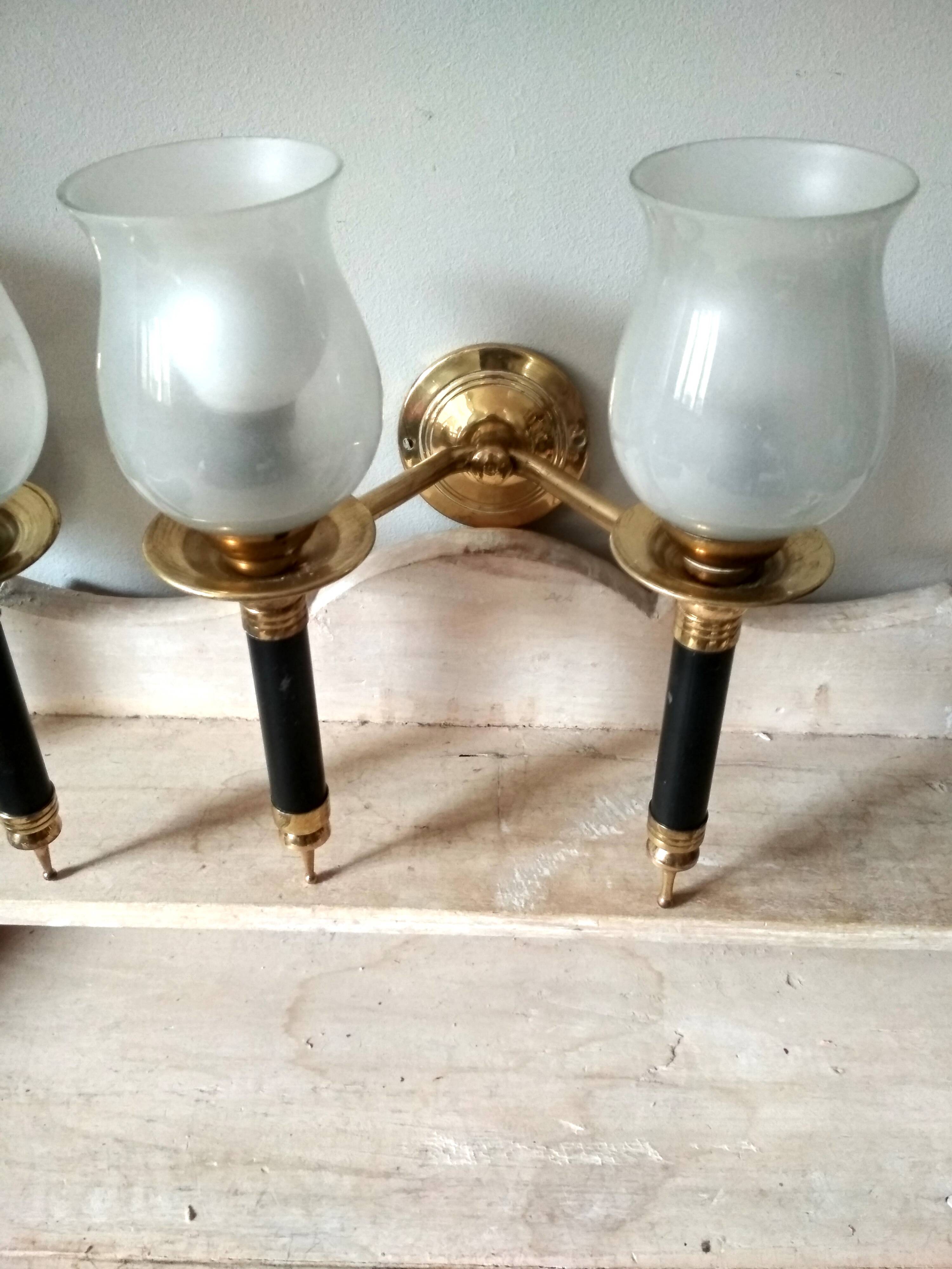 Pair of vintage 50s wall lights, 2 sconces