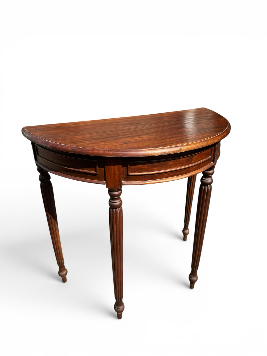 Small demi-lune console – solid mahogany – Louis XVI style