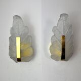 Pair of "leaf" wall lamps by Carl Fagerlund, Murano glass, Germany, 1970