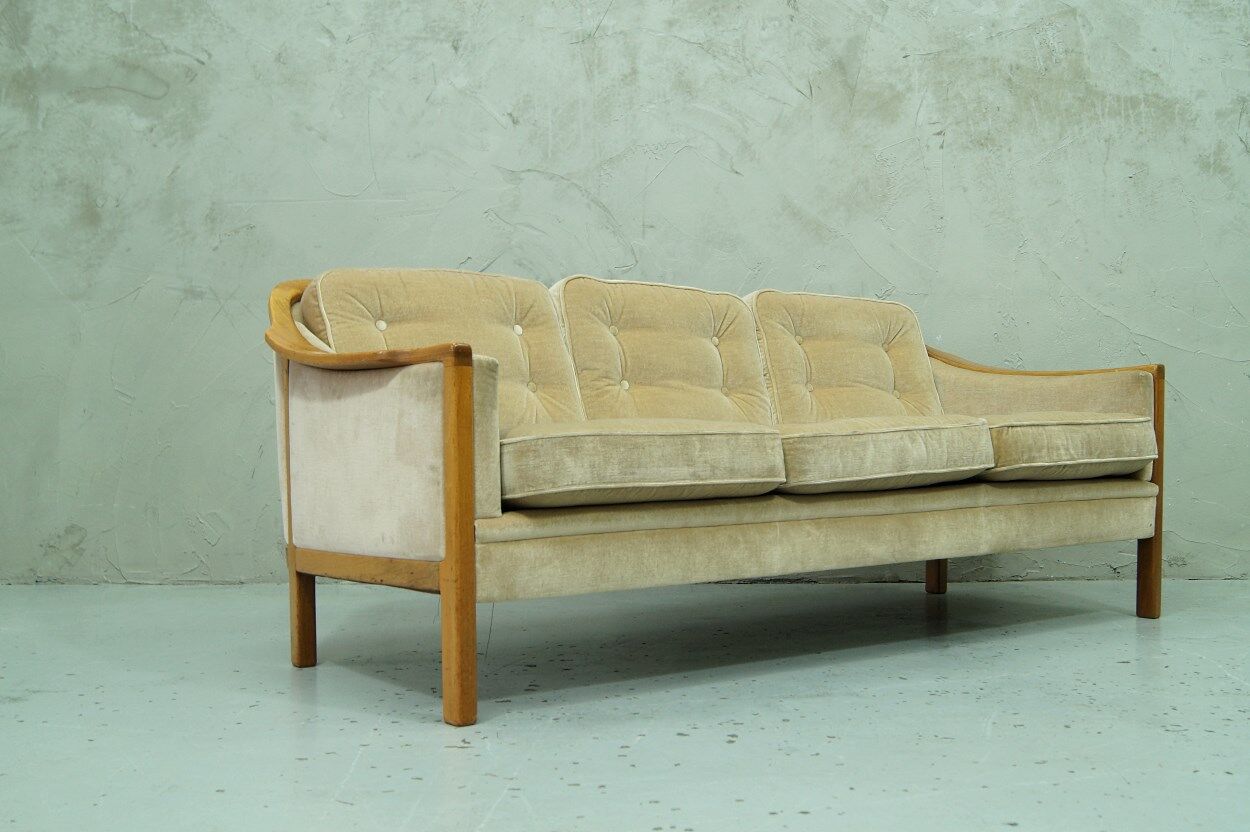 Scandinavian teak & velvet living room set, 1960s