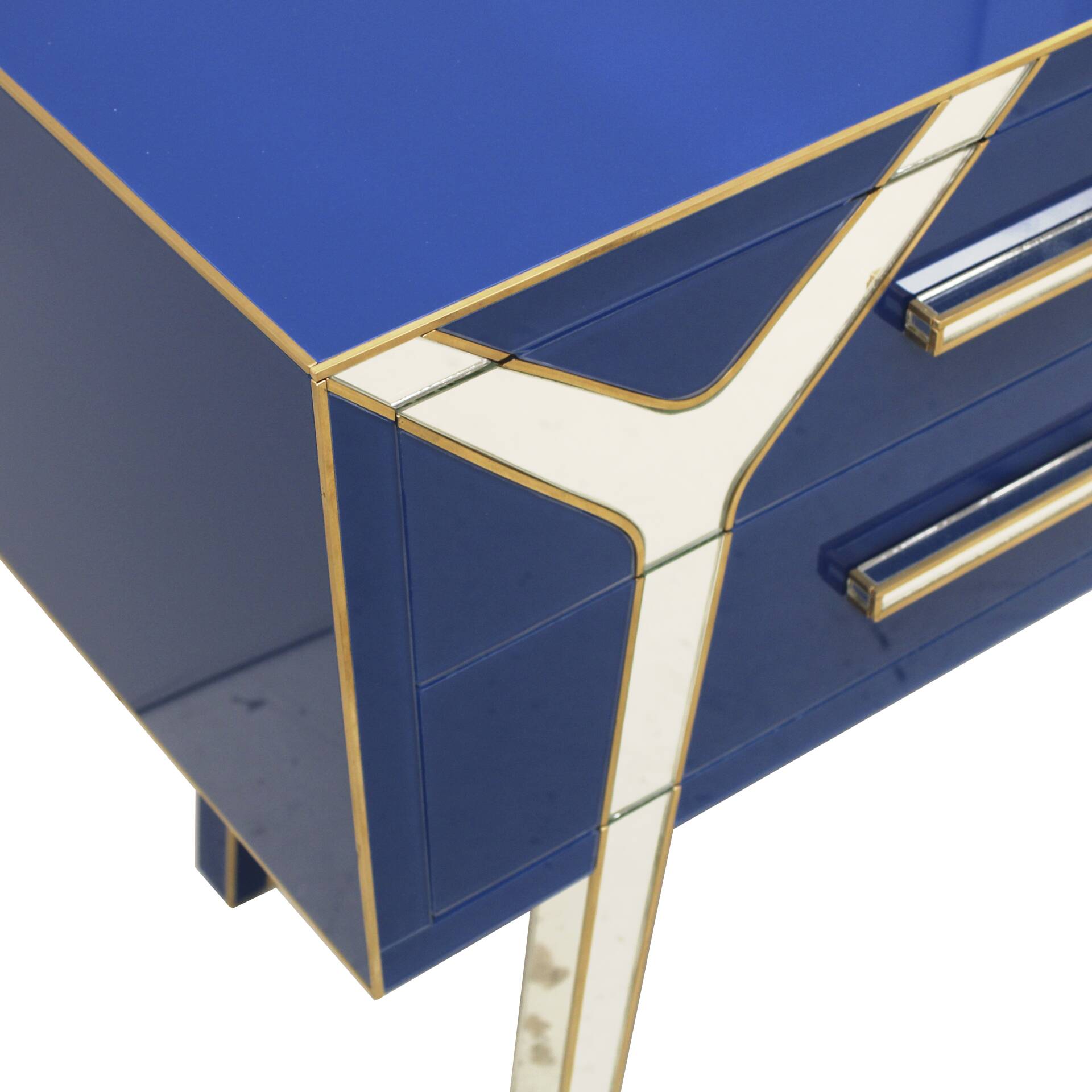Contemporary Wood and Glass Italian Pair of Bedside Tables
