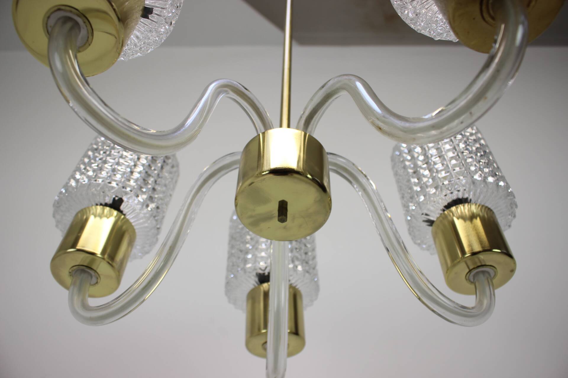Art Deco All Glass Chandelier by Kamenicky Senov, 1960's, Czechoslovakia